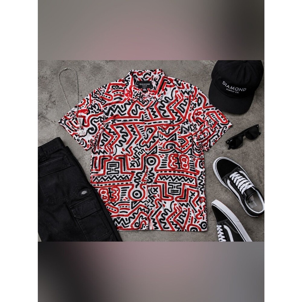 Keith Haring x Diamond Supply Co 83 Graphic Button Up Shirt Men’s M